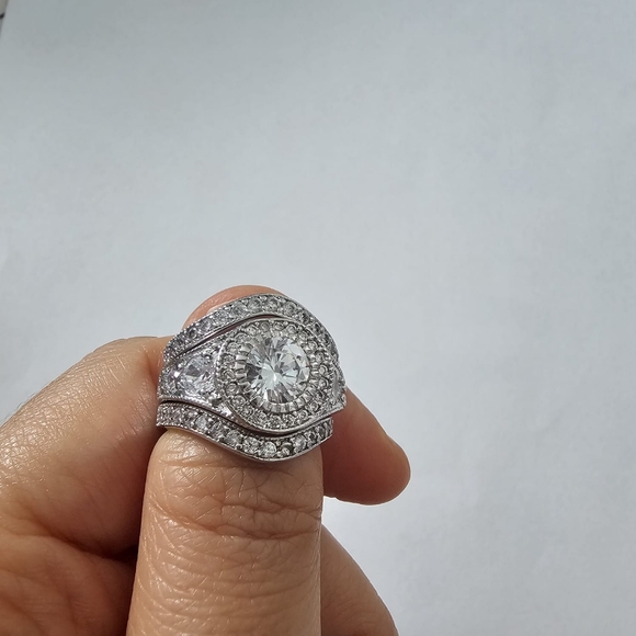 3Pc 925 sterling silver weeding ring - Picture 4 of 6